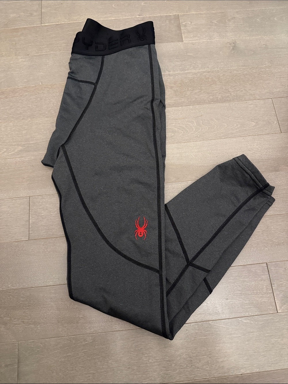 Spyder Men's Dark Gray Compression Joggers with Red Logo